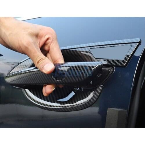 For Mazda CX-30 CX30 2020 2021 Carbon Fiber Color Door Handle Cover Bowl Grab Protector Sticker Ring Car Styling Accessories