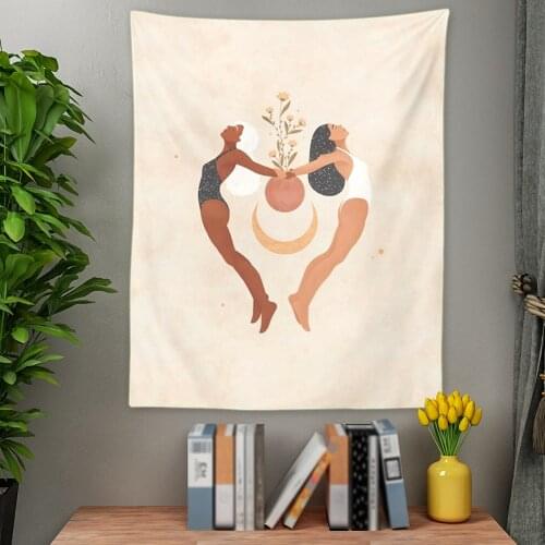 Home Tarot Card Tapestry Sun Moon Star Wall Hanging Astrology Divination Witchcraft Goddess Decor Plant Flower Tapestry Gobelin