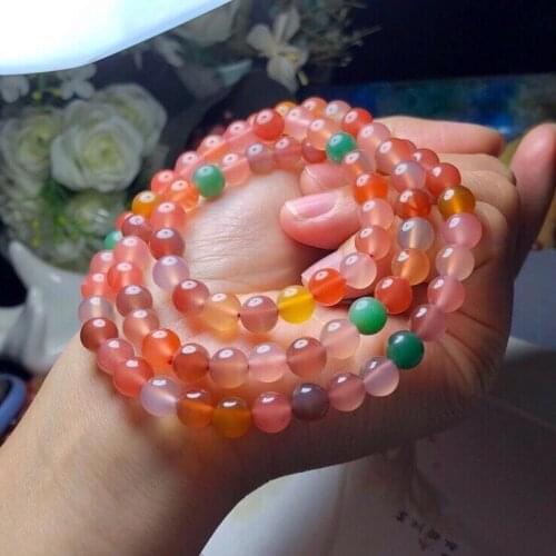 Natural Colour Yanyuan Agate Beads Multicycle Elastic Bracelet Jade Round Necklace Jewellery Fashion Man Woman Luck Amulet New