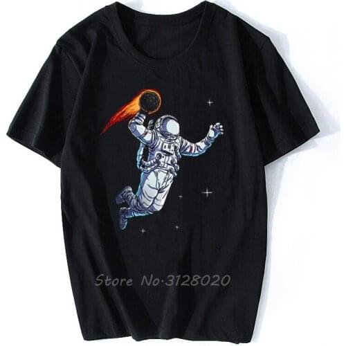 EU Size Astronaut Play Moon T shirt Like Basketball Cool Design Childish Dream 100% Cotton Mars Tshirt tees