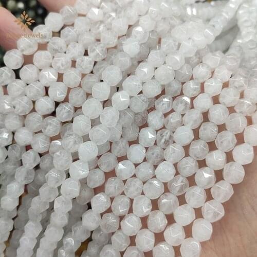 Natural Stone White Jades Diamonds Cut Amethysts Crystals Star Faceted Beads For Diy Jewelry Making 6-10MM