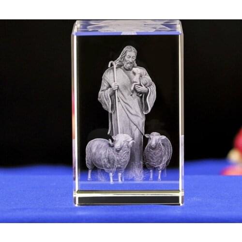 Crystal Figurines Jesus Shepherd Catholicism Keepsake Home Decoration Room Accessories