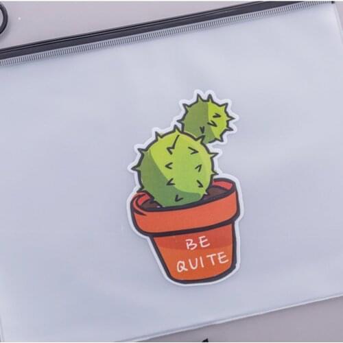 Cute Fresh Transparent Frosted Cactus Ring Storage Bag Large Capacity Student Stationery Pencil Case