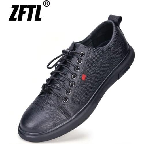 ZFTL New Mens Loafers genuine leather man casual flat shoes Black Spring male leisure design high quality Loafers