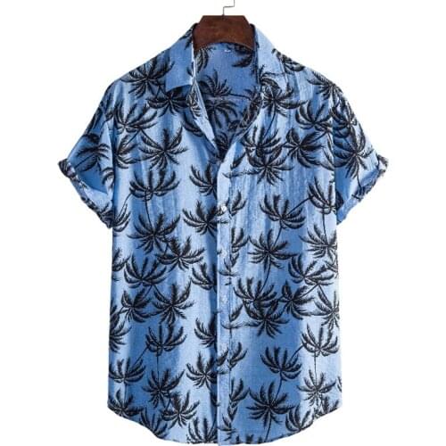 Mens Beach Shirts Hawaiian Aloha Shirt Men Hipster Floral Print Short Sleeve Shirt Men Holiday Party Vacation Clothing Chemise