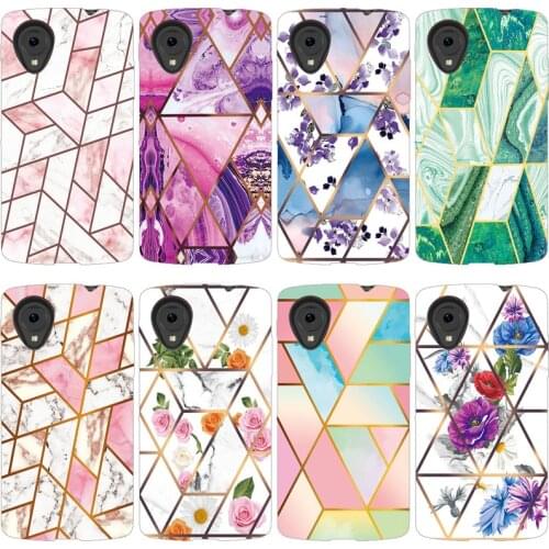 Soft Phone Case for LG Google Nexus 5 D821 D820 Funda Glossy Silicone Phone Back Cover Geometric Marble