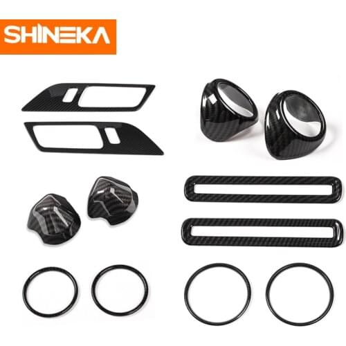 Carbon Fiber Car Door Interior Decoration Frame Trim Speaker Decoration Ring Door Vent Safety Belt Cover for Ford Mustang 2015