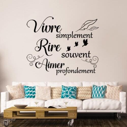 Stickers Vivre Simplement Rire Souvent Aimer Profondément Vinyl Wall Art Decal Living Room Home Decor Poster House Decoration