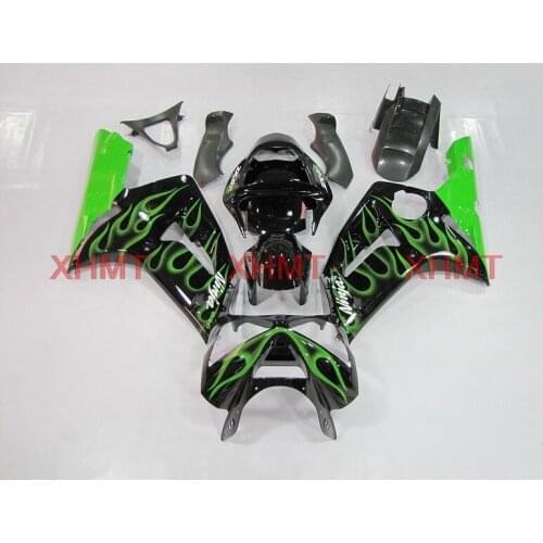For Kawasaki Zx6r 2003 - 2004 Full Body Kits 636 Zx-6r 2004 Fairings Zx6r 2004 Black Green Frame Fairings