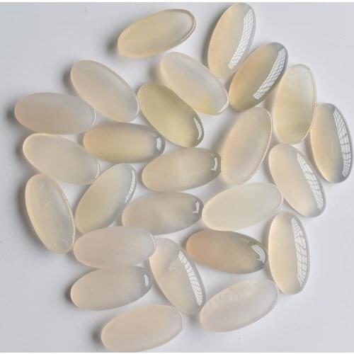 Wholesale 20pcs/Lot fashion high quality natural white onyx oval shape cab cabochon beads for Jewelry making 15x30mm free