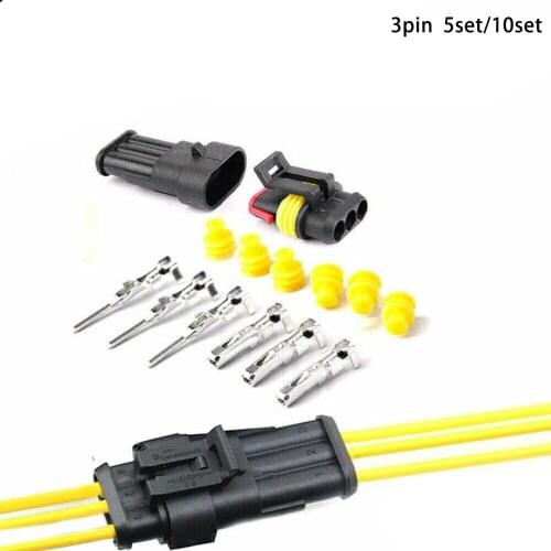 5Set/10Set 3 Pin Female And Male Way Waterproof Electrical Wire Automotive Connector Plug For Car