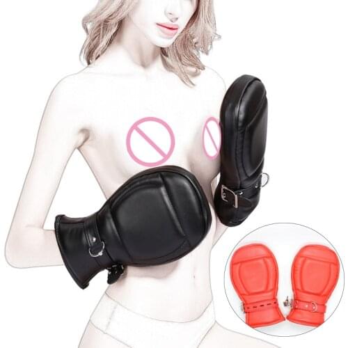 SM Puppy Play Dog Gloves Dog Paw Padded Fist Mitts BDSM Bondage Leather Puppy Mitts Fetish Pet Dog Role Play Sex Toys For Couple