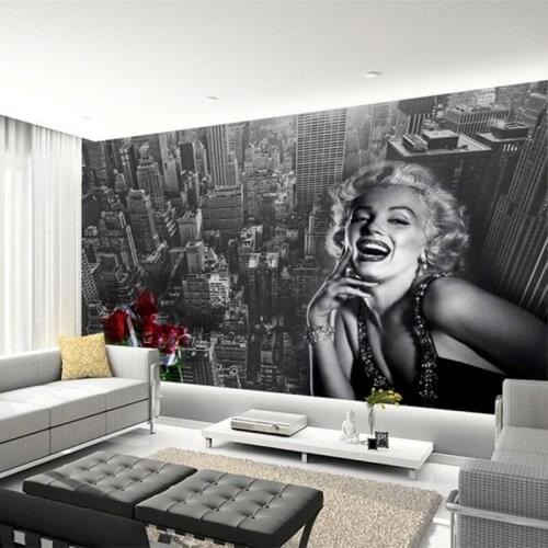 Modern Simple Black And White Building Marilyn Monroe Photo Wallpaper Living Room Restaurant Shopping Mall Decor Mural 3D Fresco