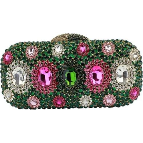 Bride Green Red Rhinestone Diamond Clutches Bags Ladies Wedding Clutch Bag Metal Women Crystal Evening Party Prom Purses Handbag
