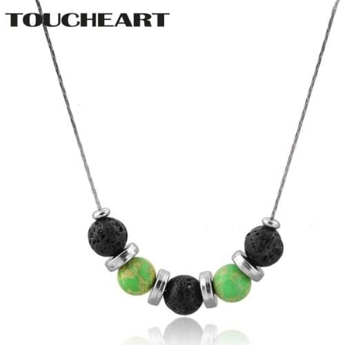 TOUCHEART Charms Green Statement Necklace Pendant Silver For Women Jewelry Crystal Lava Natural Birth Stone Necklace SNE190021