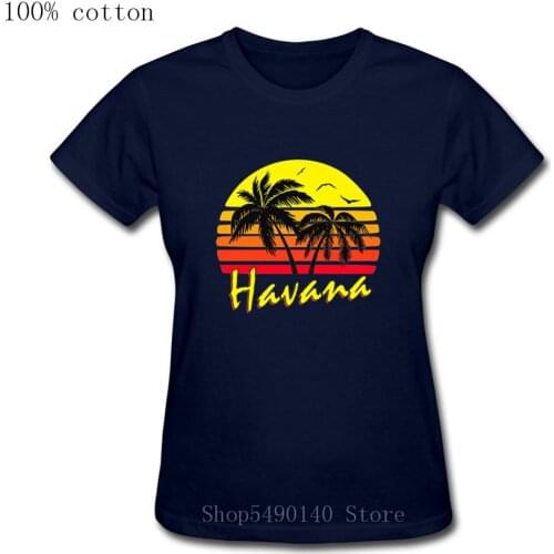 Party DJ Plus Size Womens T Shirt New Fashion Cuba Havana Tropical Sunset T-Shirt Hip Hop Classic Short Sleeve 100% Cotton Tees