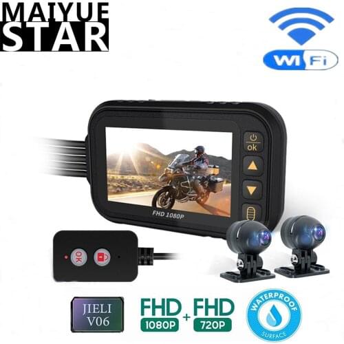 Maiyue star 3"Screen Full Body Waterproof Motorcycle DVR Dash Cam 1080P WiFi Front Rear View Motorcycle Camera Moto Recorder Box