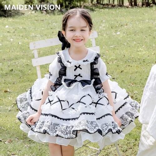 Vintage Spanish Court Dresses for Girls Summer Lace Baby Spain Lolita Ball Gown Toddler Infant Birthday Baptism Clothing