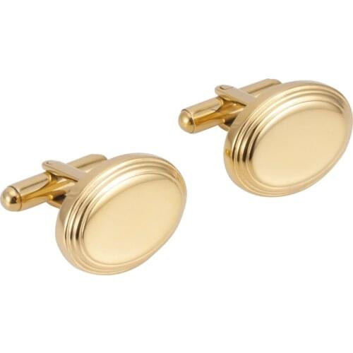 Wollet Jewelry Gold Cufflinks for Men Mens Shirt Simple Cuff Links Business Wedding Gifts 316L Stainless Steel (SCF-0154G)