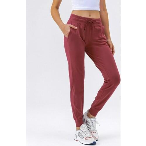 RVLFIT Naked-feel Fabric Workout Sport Joggers Pants Women Waist Drawstring Fitness Running Sweatpants with Two Side Pocket