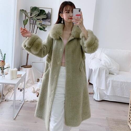 Coat Clothes 2020 Real Autumn Winter Long 200% Wool Jacket Fox Fur Collar Coats and Jackets Women Manteau Femme
