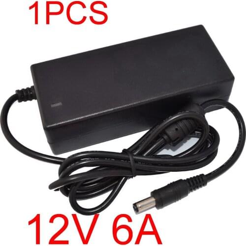 1pcs New 12V6A AC 100V-240V Converter Adapter DC 12V 6A 72W Power Supply DC 5.5mm x 2.5mm for 5050/3528 LED Light LCD Monitor