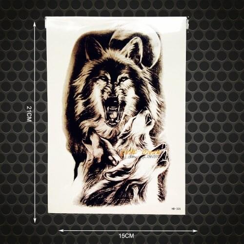 1PC Cool Wolf Man Fake Black Temporary Disposable Tattoo Body Art Arm Sleeve Tatoo GHB-320 Evil Beast Designs Men Tattoo Summer