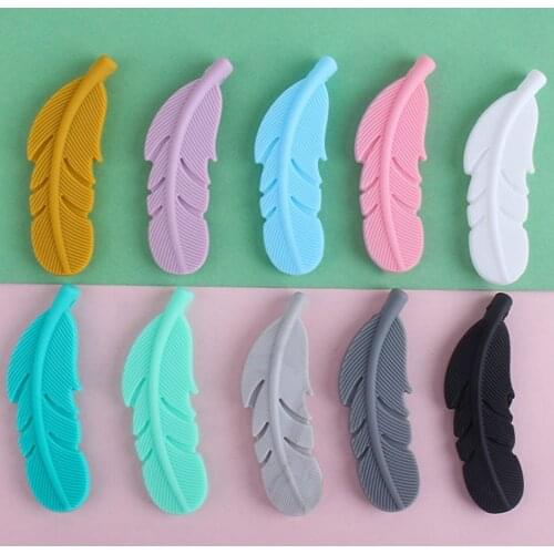 10pcs BPA Free Silicone Feather Teether Baby Molar Bracelet Pacifier Holder DIY Necklace Teething Pendant Nursing Accessories
