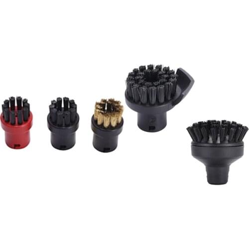 2 Set Cleaner Parts: 1 Set Nozzle Nylon Brass Bristle Brushes & 1 Set Slit Scraper Round Brush