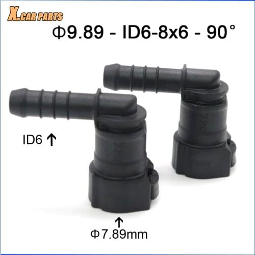 2PCS Car 9.89mm 9.89 ID6 8x6 90 degree Auto Plastic Female Connector Fuel Line Quick Connector Special For Ford Transit