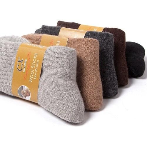 2020 3Pairs/Lot High Quality Wool Socks Mens Winter Casual Thick Warm Winter Socks Mens Simple Solid Color Socks Male Socks