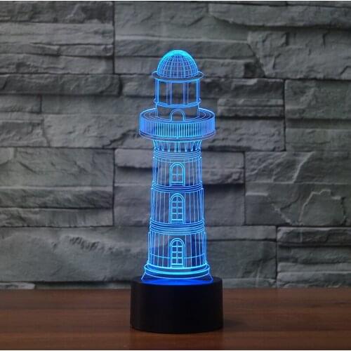 3D Lighthouse Led Nightlight Modelling Touch Button Desk Lamp Light Fixture Home For Kid Bedroom Decoration