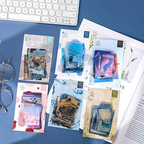 40Pcs/Pack Washi Stickers Aesthetic Azure City Series DIY Scrapbooking Album Diary Decorative Journaling Stationery Paper