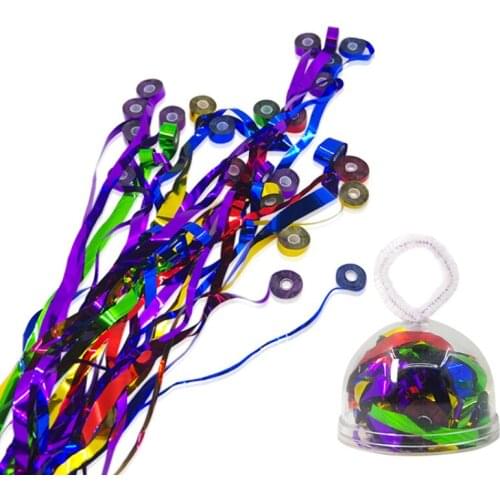 5Packs/lot Laser Color Throw Streamers Magic Trick Reflective Ribbons (Cup Style 20 Strands) Spider Thread Magic Tricks Fun