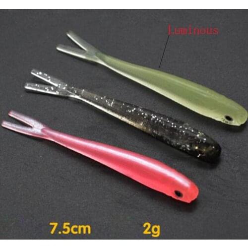 6Pcs Split Tail Soft Bait 7.5cm 2g Float Lure Swimbait Fishing Tackle