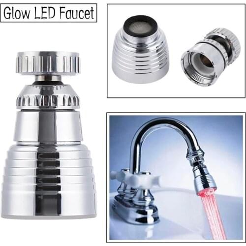 7 Color Change Temperature Sensor Light Faucet LED Water Faucet Stream Light Kitchen Bathroom Shower Tap Faucet Nozzle Head