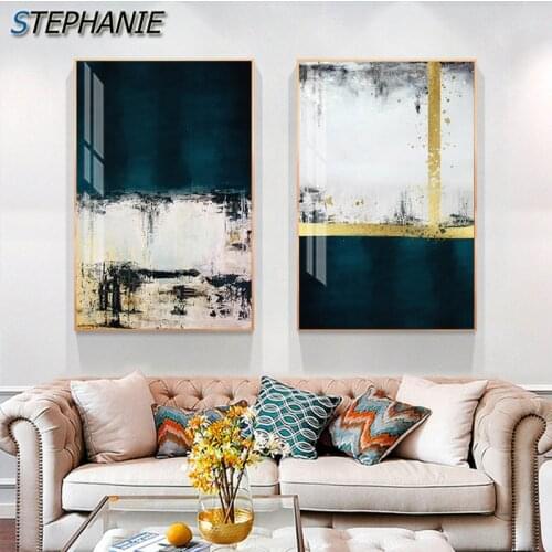 Abstract Navy Blue Wall Art Nordic Blue White Posters and Prints Modern Wall Pictures for Living Room Minimalist Canvas Painting