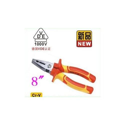 BESTIR Taiwan Made Cr-V Steel VDE 8" 1000v Insulated Combination Pliers VDE NO.10393 Freeshipping