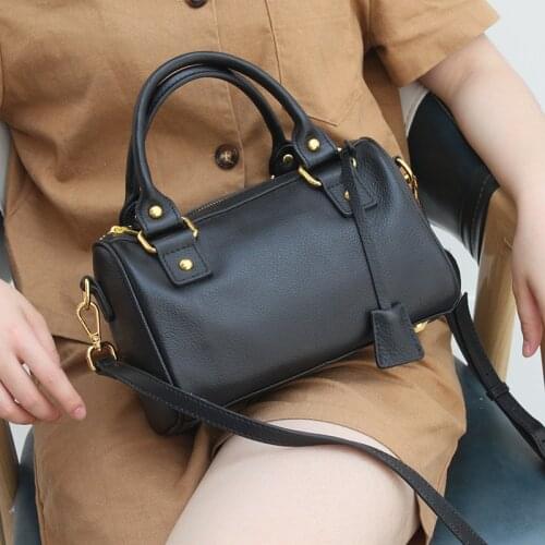 Boston Handbags Crossbody Bags For Women 2021 New Genuine Leather Pillow Top-Handle Bags Vintage Female Shoulder Messenger Bags