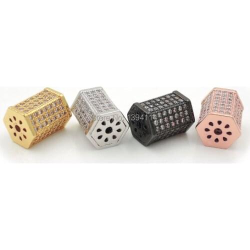 13*10*10mm Micro Pave Clear CZ Hexagon Pillar Beads Fit For Making DIY Bracelets Or Necklaces Jewelry