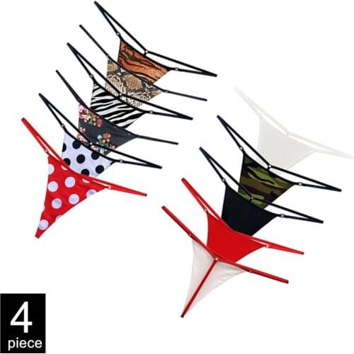 FAST SHIPPING 4PCS Printed Solid Cotton Thong Women Set Sports Girl Ladies Seamless Lingerie Pink Pantys Underpants