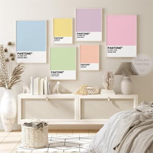 Pantone Colorful Wall Art Prints Pink Yellow Green Blue Purple Peach Poster Modern Canvas Painting Living Room Decor Home Design