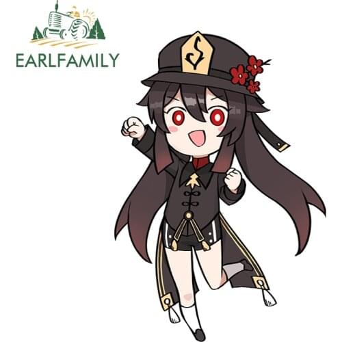 EARLFAMILY 13cm x 8.6cm for Genshin Impact Hu tao Hutao Vinyl Car Stickers Sunscreen Waterproof Decal Camper Trunk Car Styling