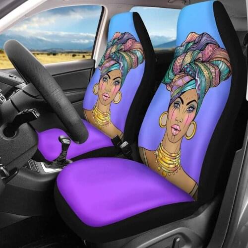 HUGSIDEA Gradient Design Car Seat Covers Front Seats Only for Women Black Afro Girls Print Comfortable Vehicle Seat Protector