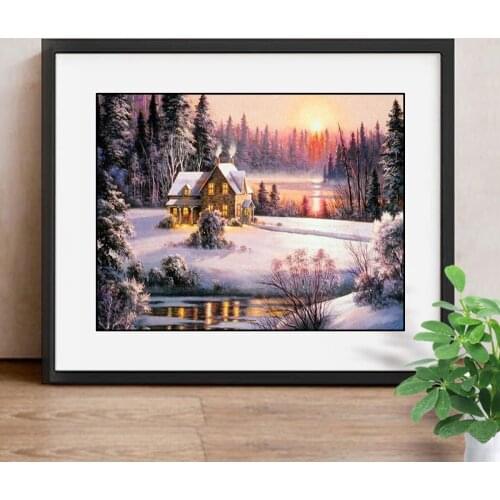 Paint With Diamond Winter Diamond Embroidery Landscape Full Square Drill Diamond Painting Cross Stitch Decor Home