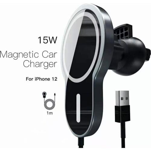 15W Fast Charging Magnetic HaloLock Magnetic Wireless Car Charger Mount for iPhone 12 Pro Max Wireless Charger Car Phone Holder