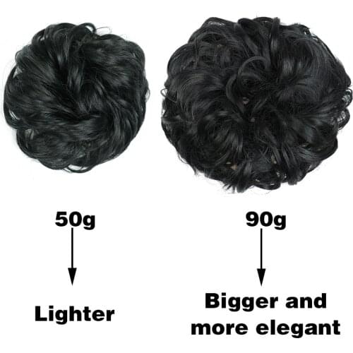 MERISI HAIR 90g Synthetic Elastic Hair Scrunchie Curly Chignons Hair Rope Natural Fake Hair Bun Curly Bun for Girl