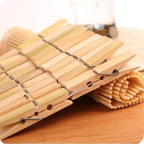 Mini Bamboo Clothespin Laundry Hangers Craft Clips Wooden Clothes Photo Paper Peg Laundry Storage Supplies LX4488