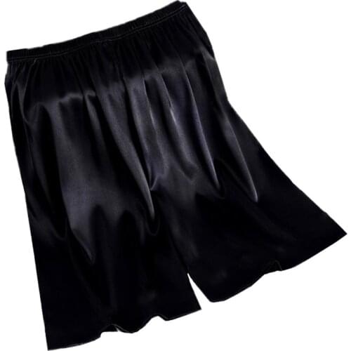 Mens Home Silk Satin Pajamas Shorts Pyjamas Sleep Bottoms Nightwear Sleepwear Mens Artificial Silk Five-point Sleep Pants Home