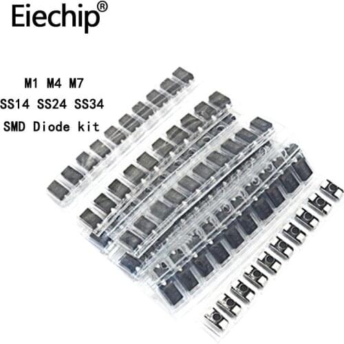 SMD schottky diode set pack M7 1N4007 M4 1N4004 M1 1N4001 SS34 1N5822 SS24 SR240 SS14 1N5819 diy assort kit 6 value*10pcs=60pcs